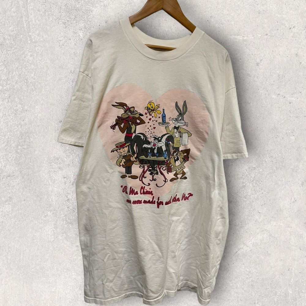 Rare 1995 Looney Tunes Bugs Bunny Taz Tweety Women's Night‎ Gown Valentines 2XL